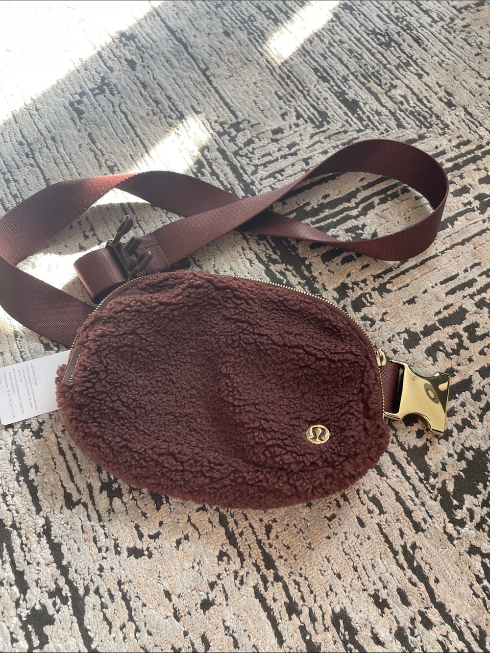 lululemon athletica Sherpa Belt Bag in Burgundy with Gold Hardware